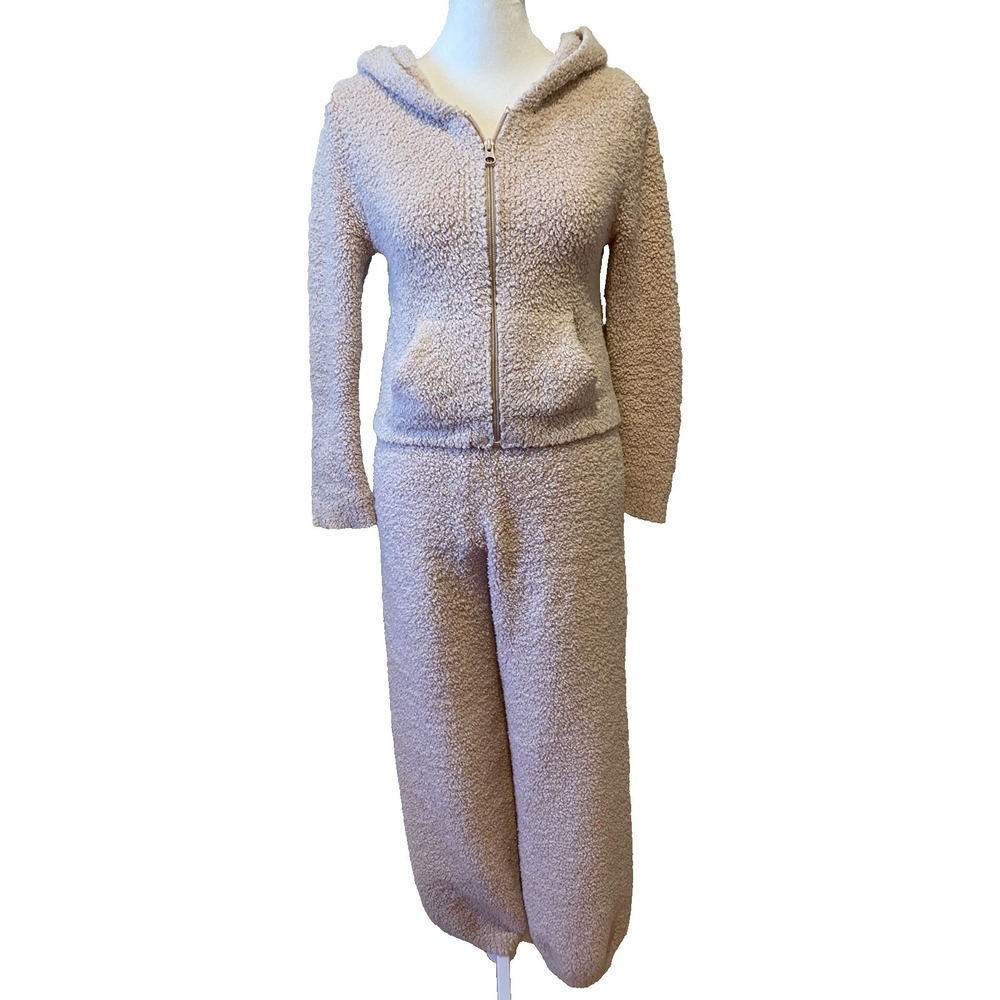 SKIMS Cozy Sherpa Zip Hoodie kids size 12/14 & Jogger Set in Light Beige size S